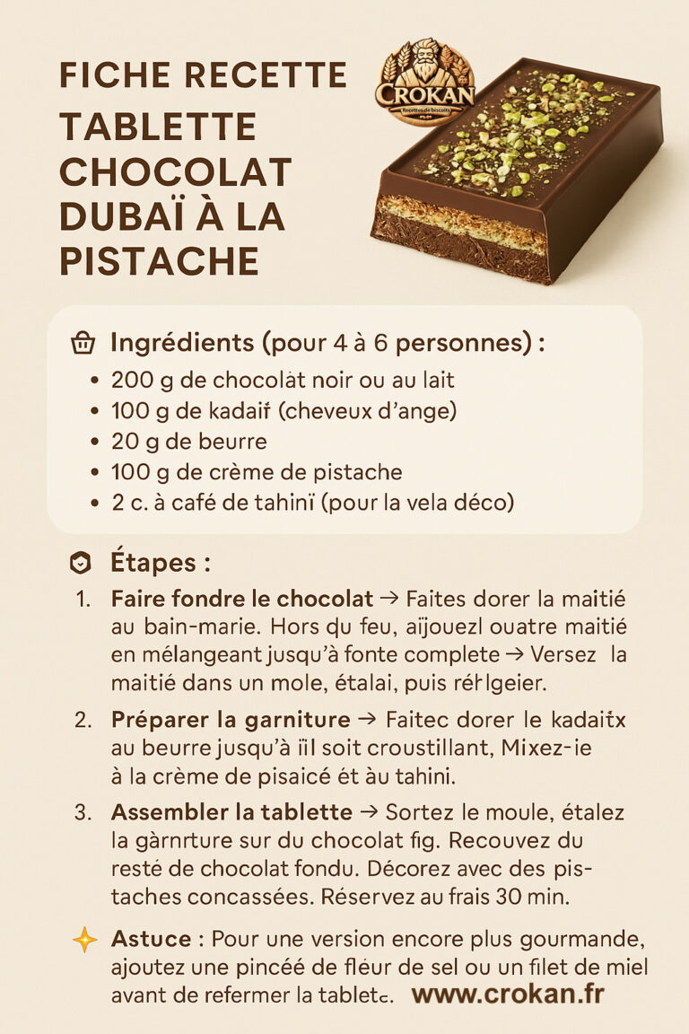 Recette chocolat Dubaï : la tablette virale à faire chez soi - Crokan