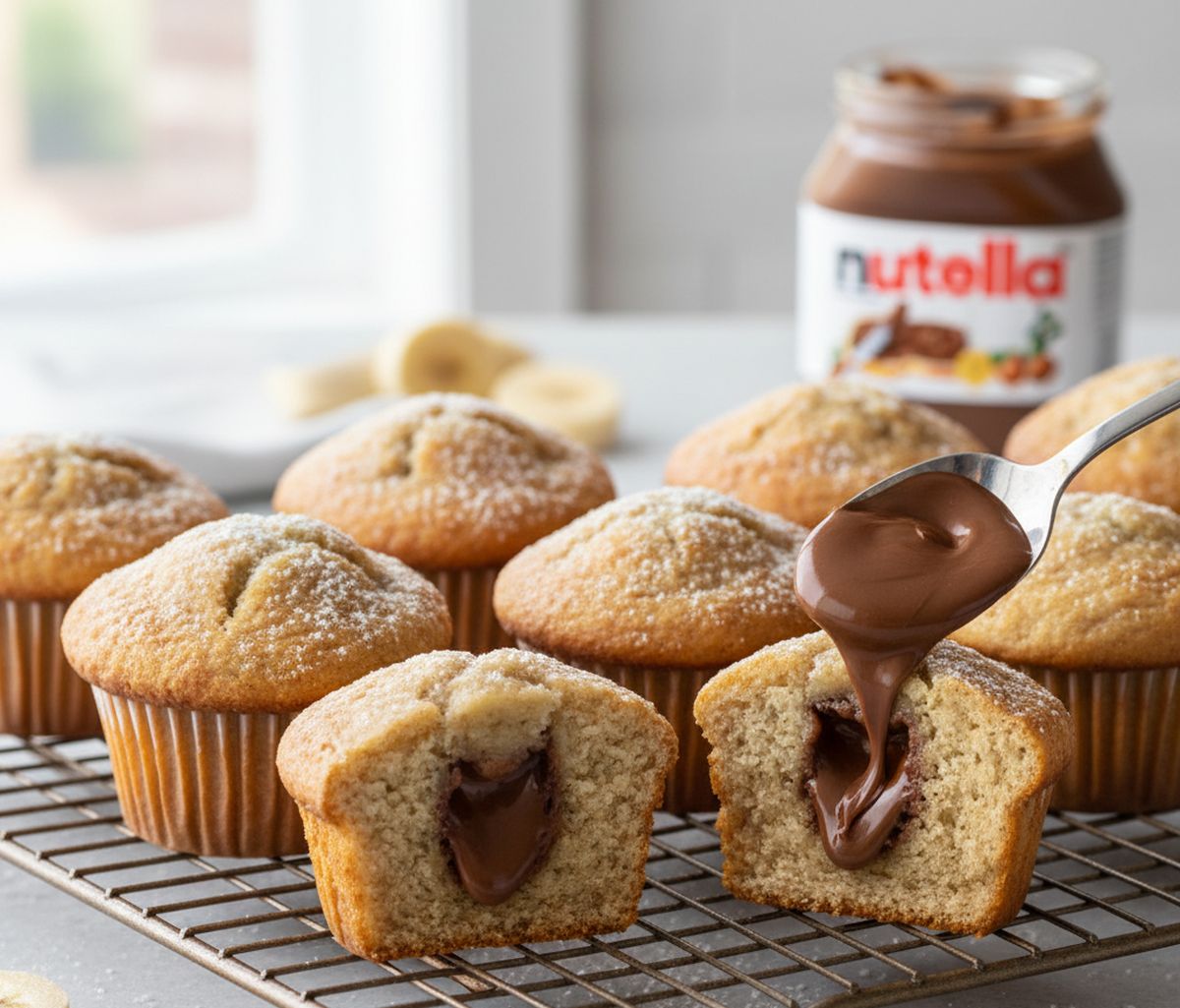 recette muffins à la banane au cœur de nutella