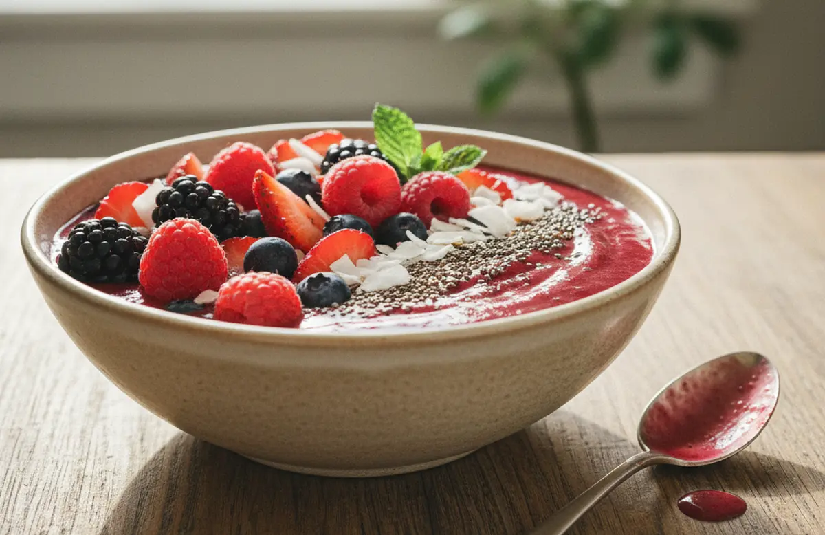 Smoothie bowl fruits rouges : recette saine et gourmande pour le petit-déjeuner